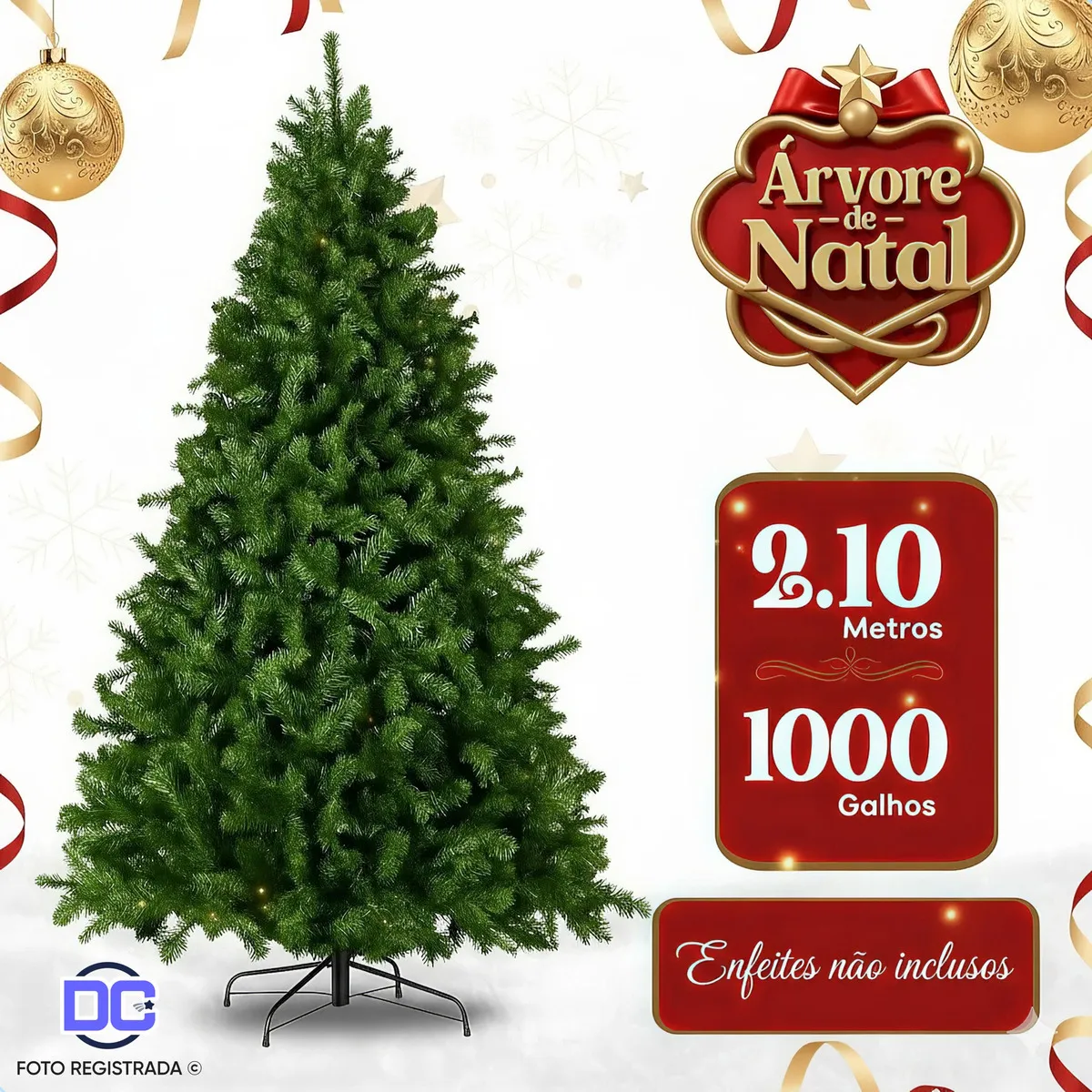 Árvore De Natal 2,10m Tradicional 1000 Galhos